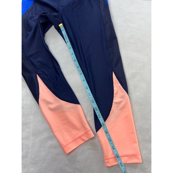 Athleta Tri-Ssential Swim Capri Leggings Navy Blue Neon Pink Color Block Small - Picture 7 of 7